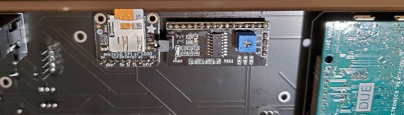 Bottom view of displays and SD card reader